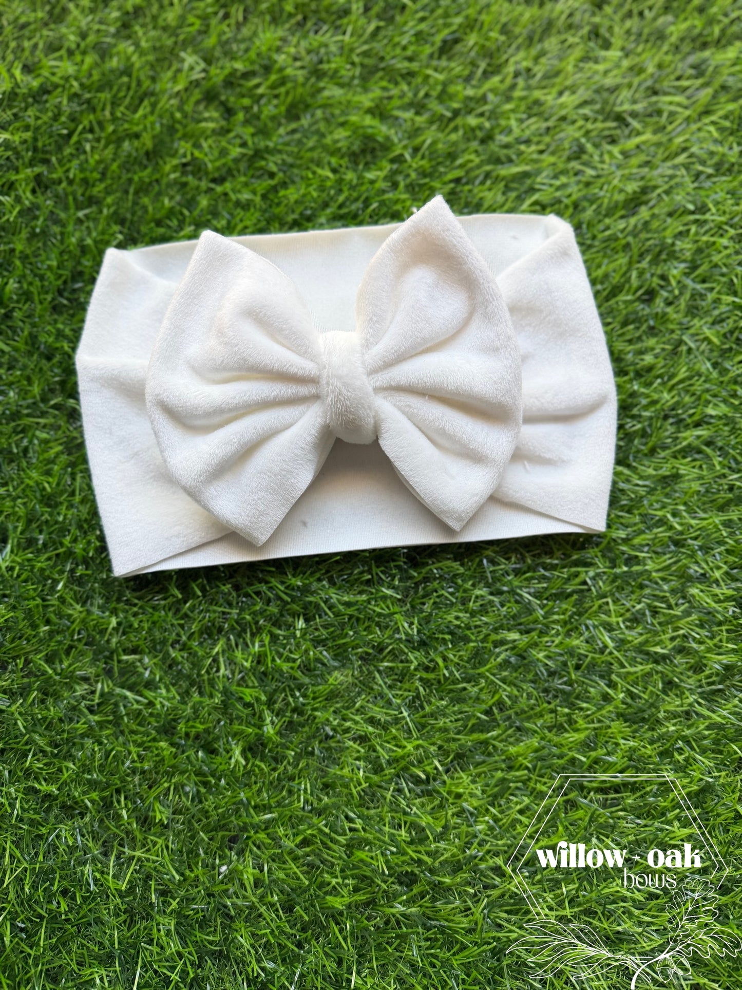 white plush headwrap