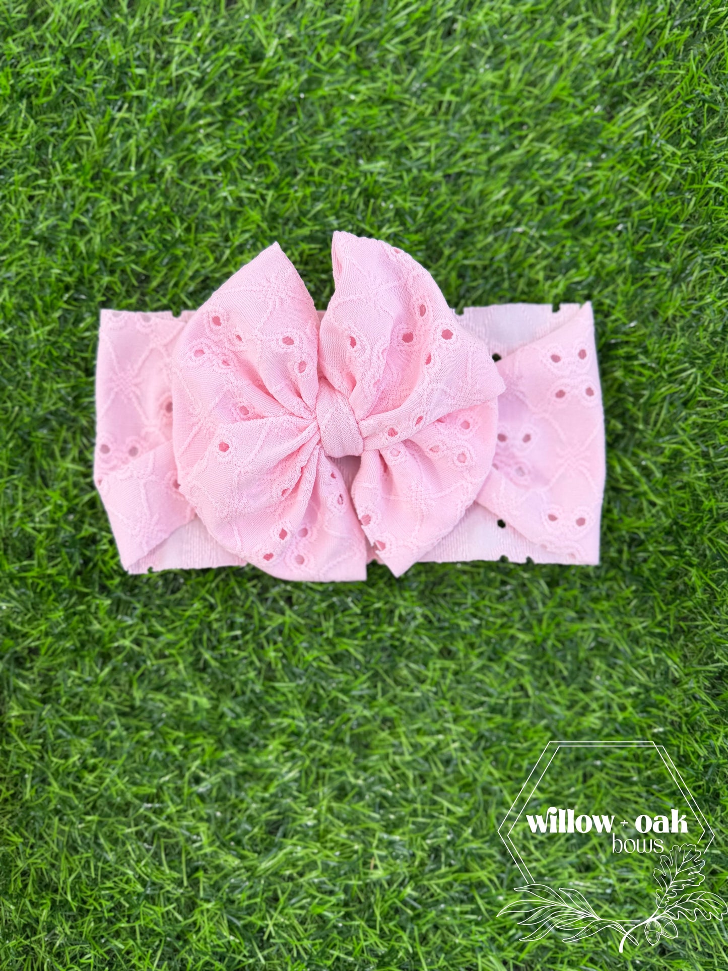 light pink eyelet headwrap