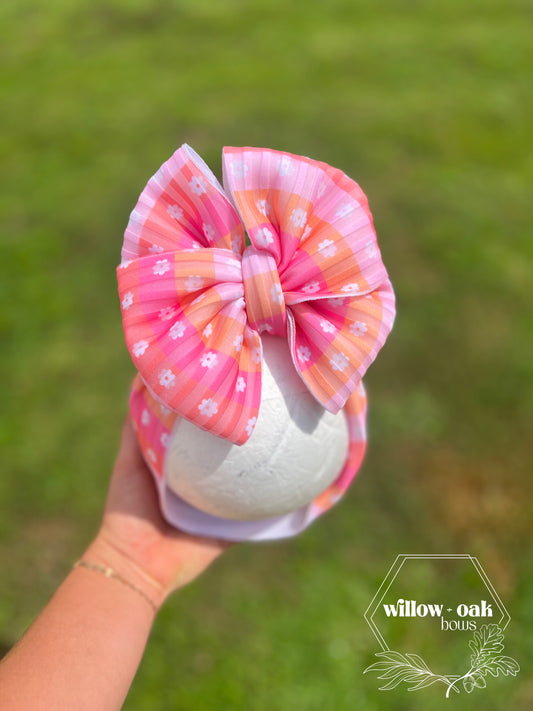 pink|orange flower headwrap