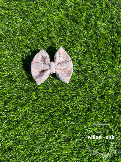cow print bow w turquoise