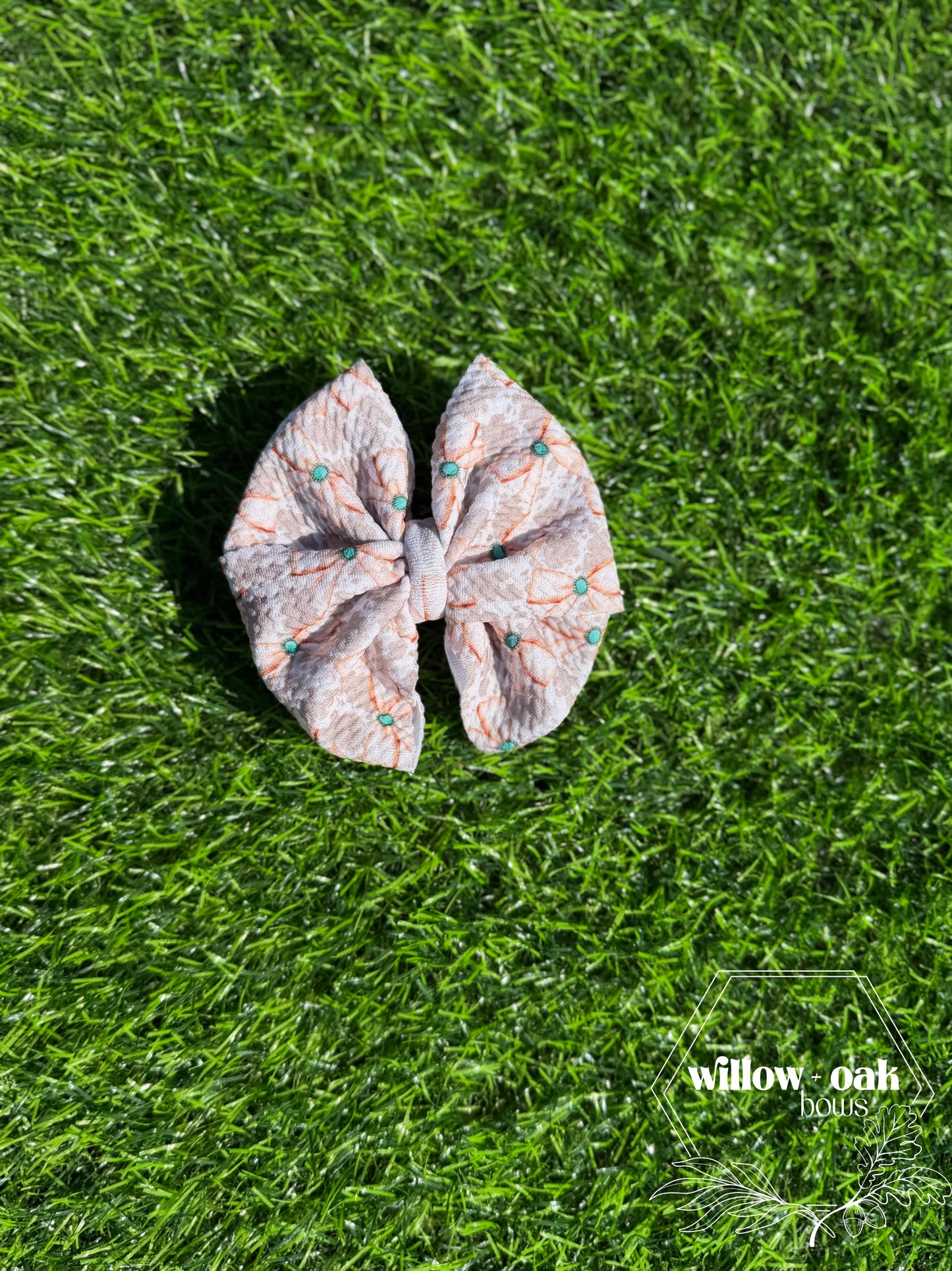 cow print bow w turquoise