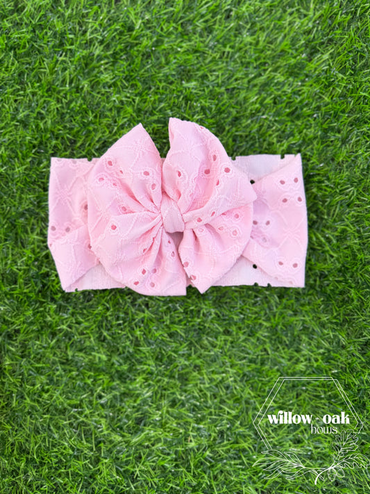 light pink eyelet headwrap