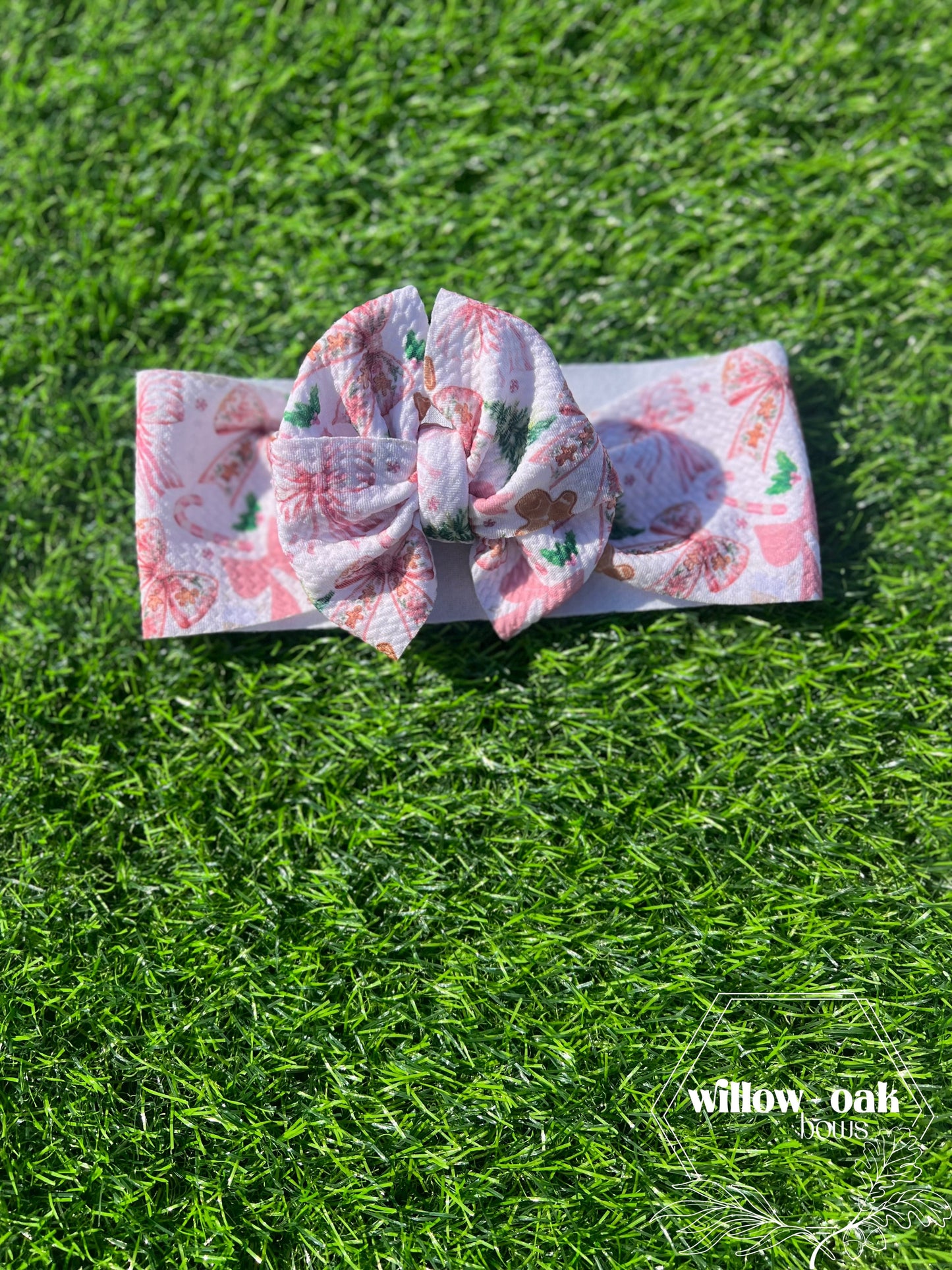 pink bow christmas headwrap