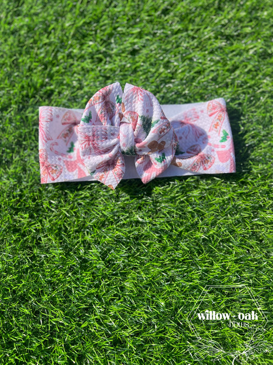 pink bow christmas headwrap
