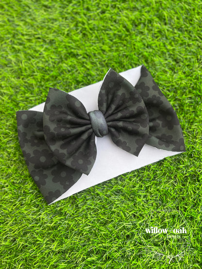 black on black flower headwrap