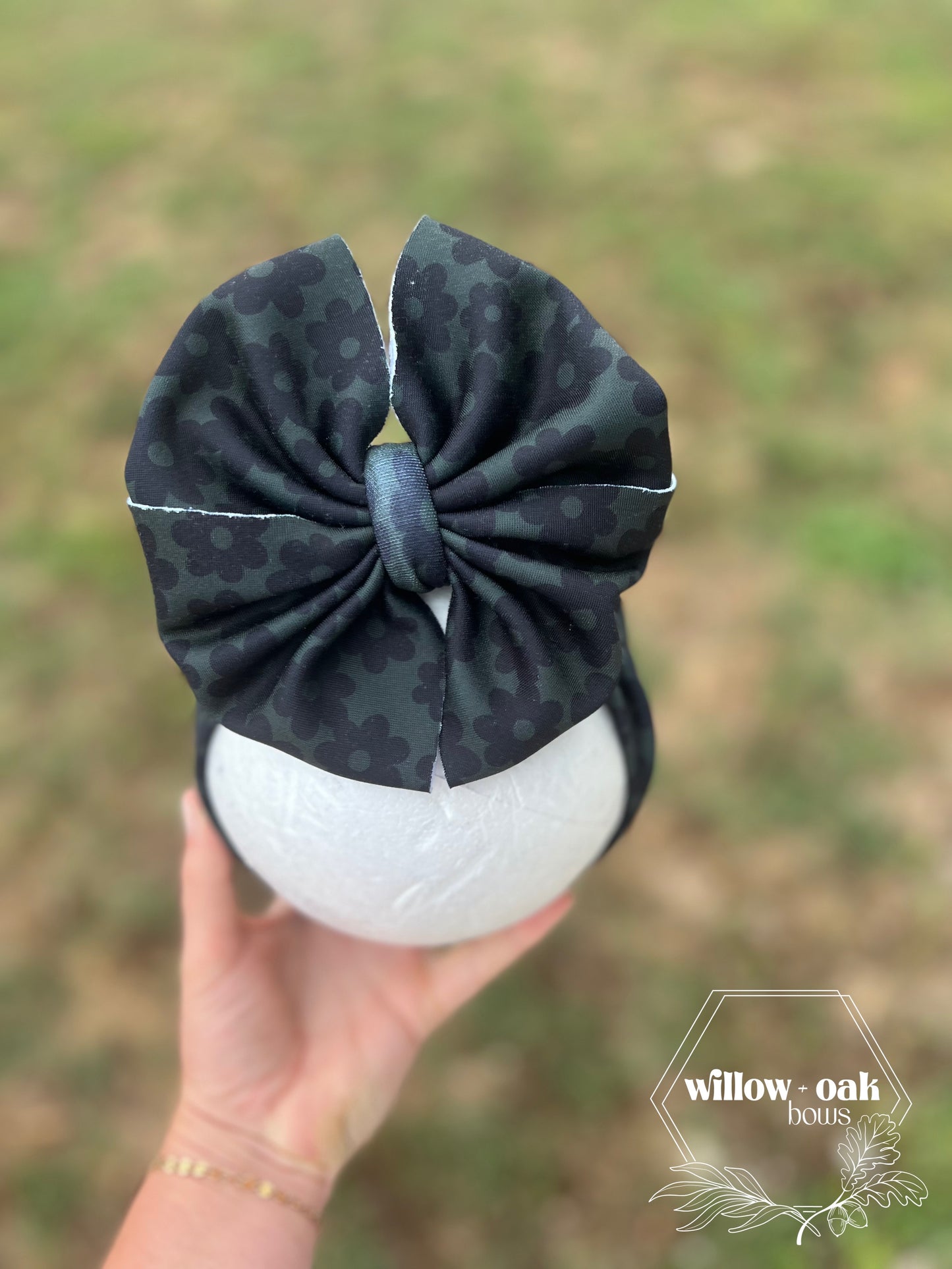 black on black flower headwrap